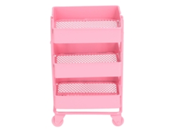 Primerox rack de Armazenamento 3 Andares com Rodas para Casinha de Bonecas 1:12 Rosa