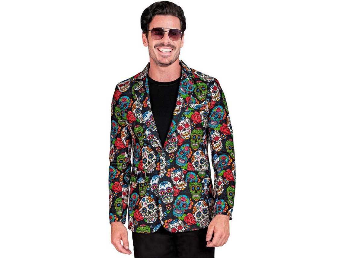 Jaqueta masculina multicolorida do Dia dos Mortos