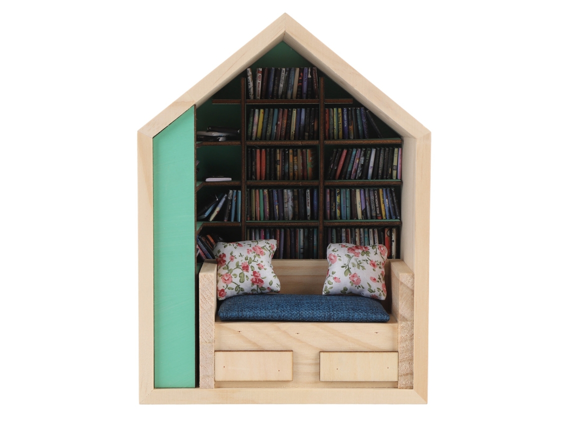 Prateleira em miniatura de Madeira com decoração de mesa