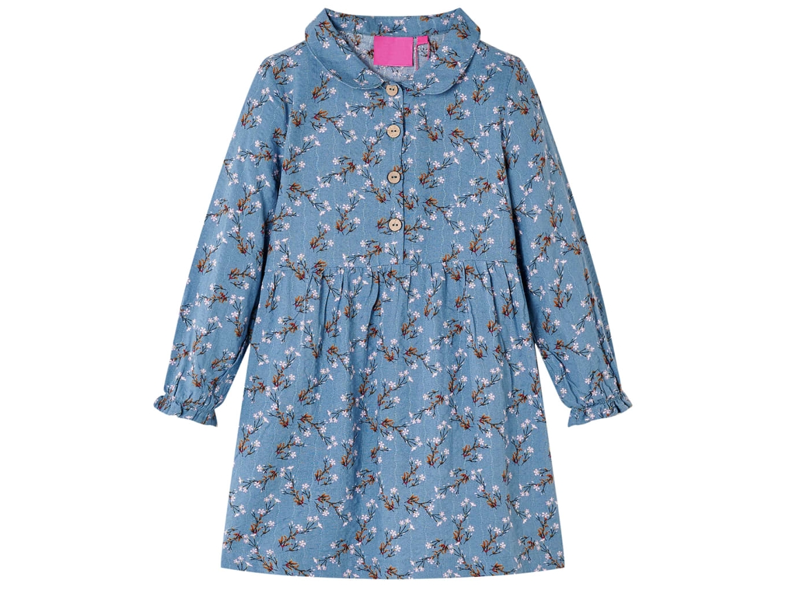 Vestido De Manga Comprida Para Criança Azul-petróleo 104