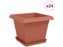 Vidaxl Vasos De Plantas 24 Pcs Vermelho Tijolo 33 X 33 X 26 Cm