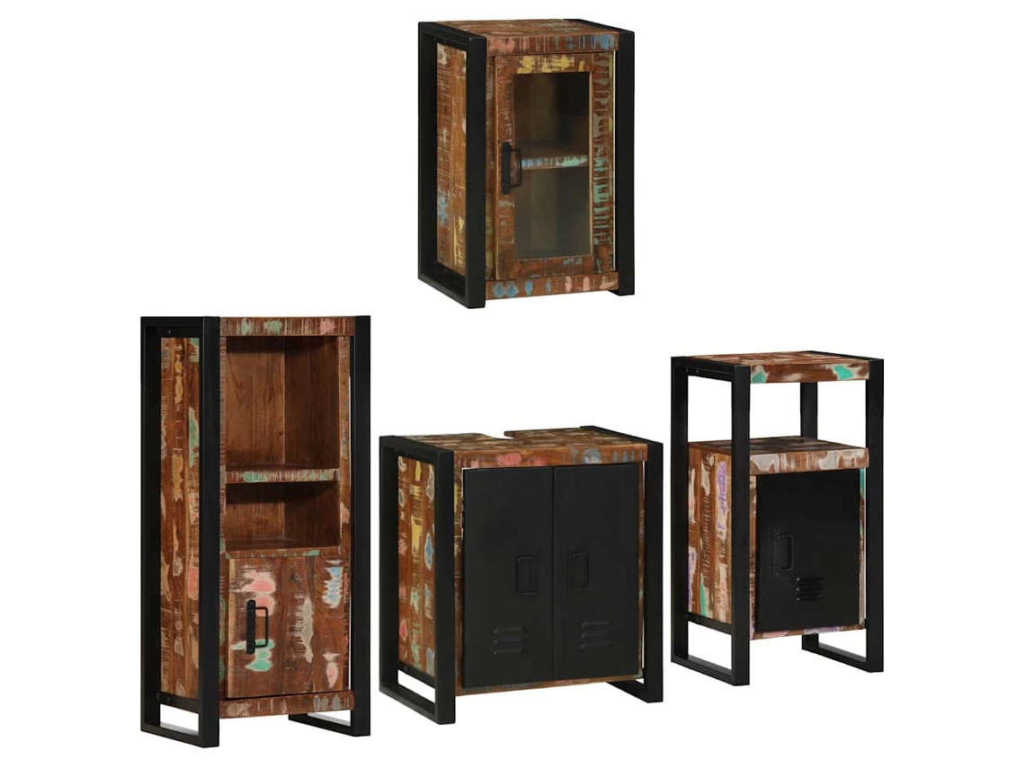Vidaxl Conjunto De Móveis Para Banheiro Com Porta 4 Pcs Multicolor