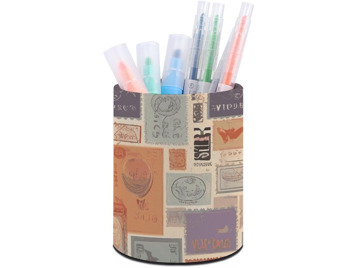 Porta Canetas De Papelaria, Couro Sintético, Organizador De Mesa, Decoração Pincéis De Maquiagem, Mulheres E