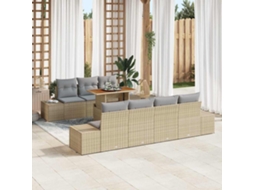 Vidaxl Conjunto De Sofá De Jardim 8 Unid. Bege Rattan Sintético