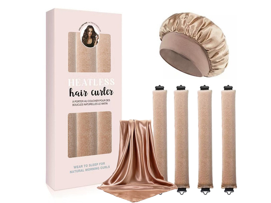 Cachos Sem Calor, Para Todos Os Tipos De Cabelo, Inclui Fita Touca Cáqui Hexinyigjly