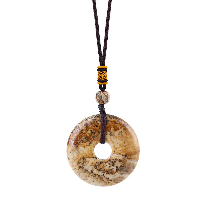 Anel de Cristal de Cura Reiki em Formato de Rosquinha Joia para Presente MDUG (pedra Pintada)
