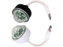 Conjunto De 2 Mini Luzes De Discoteca Led, Usb 5v, Luz De Discoteca Multicolorida Giratória, Carcaça Preta E Branca