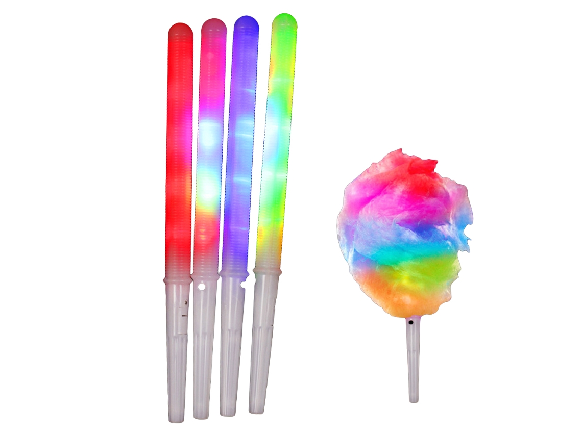 Vara de Algodão Doce Led Reutilizável 7 Cores Luz Brilhante Piscante 18cm S/MARCA