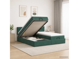 Vidaxl Cama Ottoman Com Colchão 2 Unid. Verde-escuro Veludo