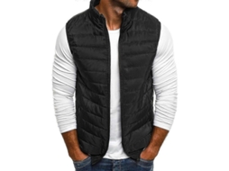Colete De Couro Masculino De Inverno Com Zíper E Design Casual Para Festa E Uso Diário Preto