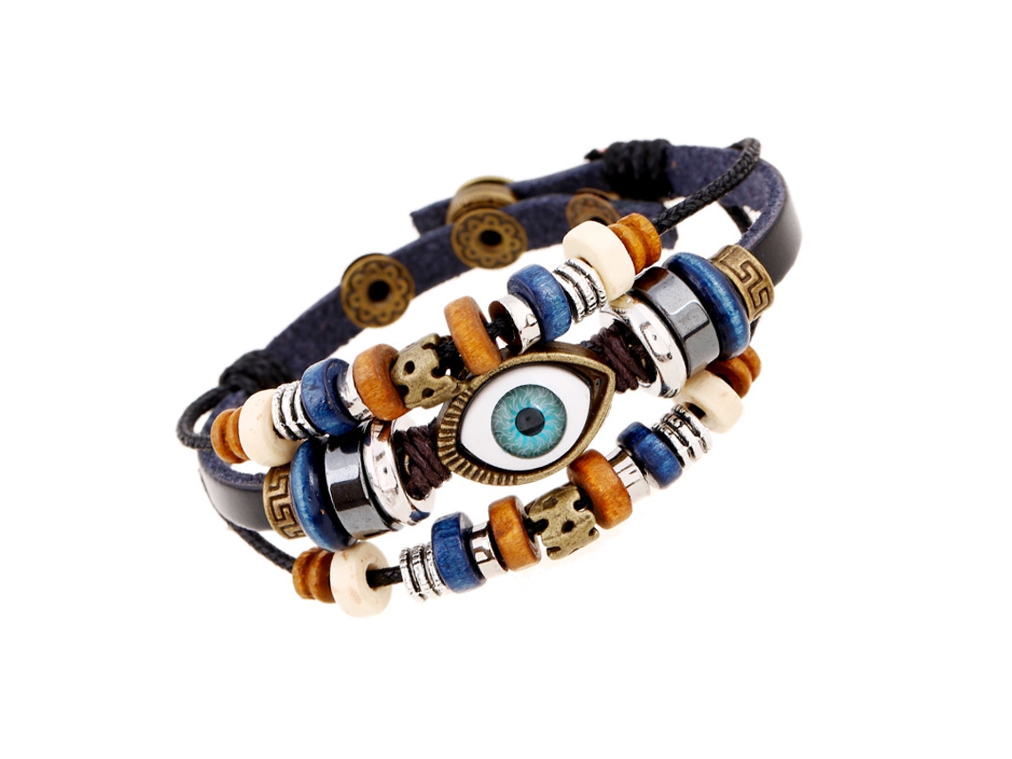 Pulseira Vintage Em Falso Couro Artesanal