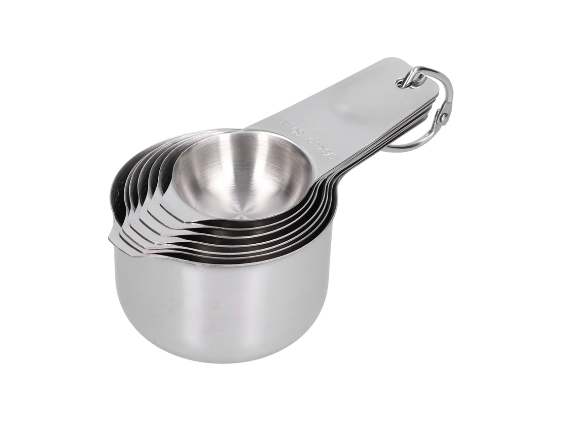 Conjunto Copos E Colheres De Medição Aço Inoxidável Com Escala Para Cozinha E Confeitaria