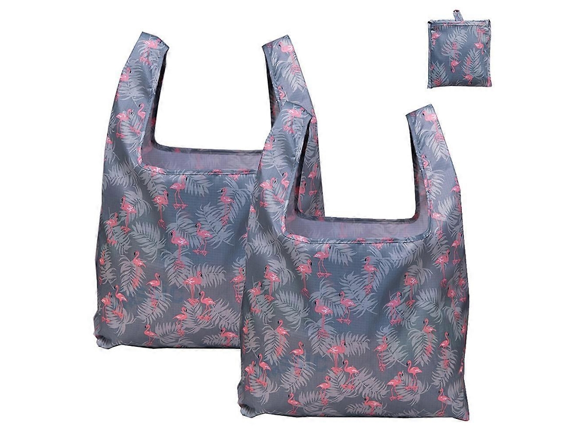 Conjunto de 2 Sacolas de Compras Reutilizáveis, Dobráveis ​​e Grandes, com Bolso Acoplado, Laváveis ​​à Máquina, Ideais para Cozinha e Compras. GOKOCO