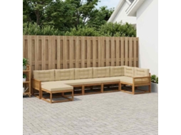 Vidaxl Conjunto De Sofás Para Exterior 7 Pcs Natural E Bege
