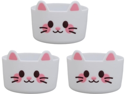 Conjunto de 3 Sapatinhos de Silicone em Formato de Gato para Mamadeiras Capa Protetora Resistente a Arranhões SFUSHOS (branca)