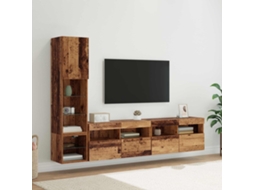 Vidaxl Unidade De Tv De Parede 4 Unid. Madeira Antiga