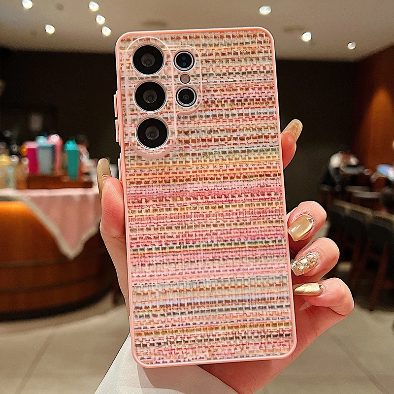 Capa Para Celular Galaxy S25 Fe Com Estampa Retrô Listrada E Ímã (rosa).