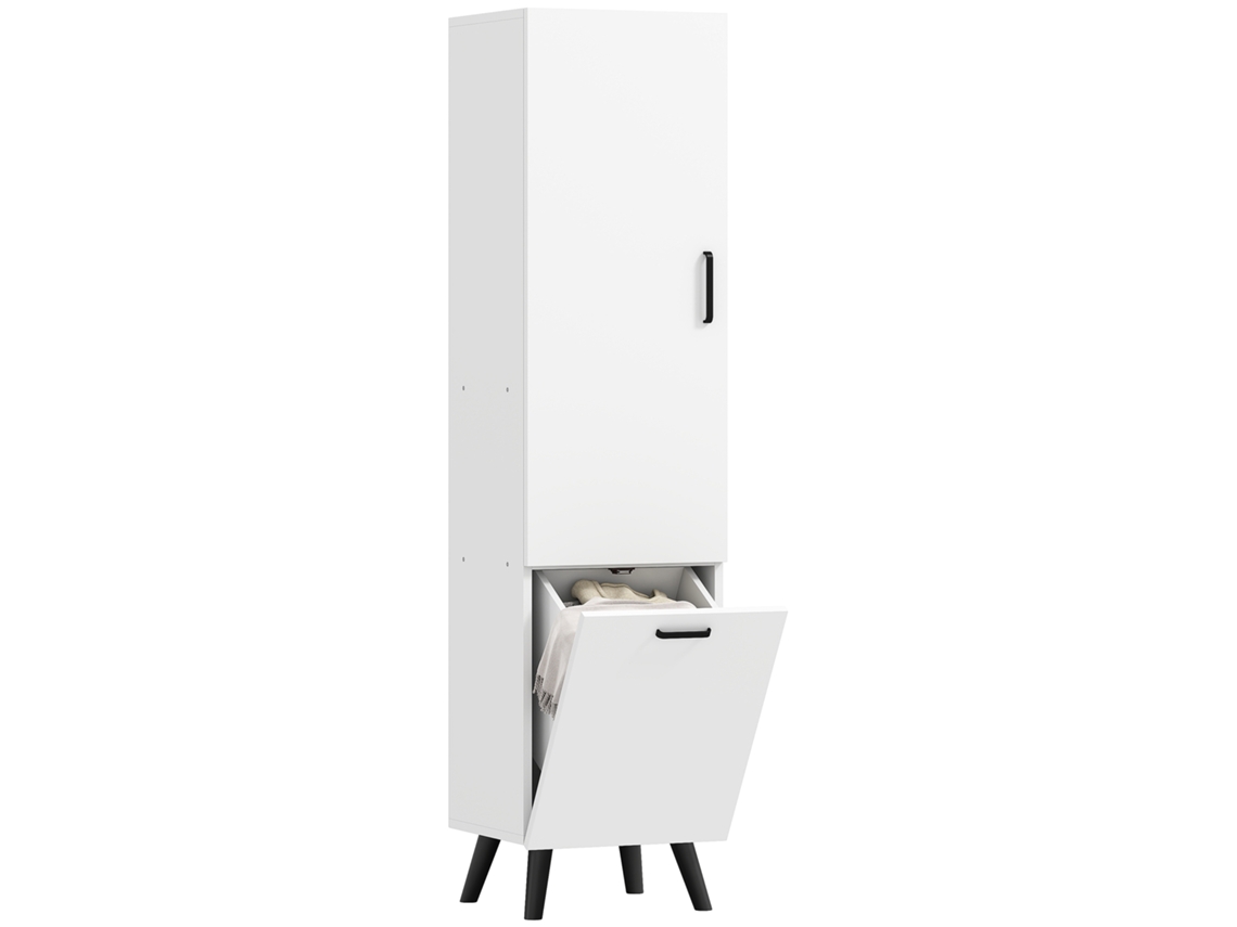 Coluna Casa de Banho Melamina de Madeira Cor Branco 35x31,5x144 cm Homcom