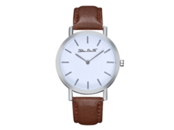 Reloj De Pulsera De Cuarzo Para Hombre Y Mujer Con Correa Pu Simple Y Fashion Zlf0196-y Café