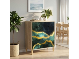 Vidaxl Baú De Gavetas Wijhe Estampa De Mármore Teal 66 X 36,5 X 75 Cm
