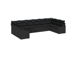 Conjunto 10 Móveis De Jardim Vidaxl Preto Vime Pe (344 X 178,5 X 85 Cm)