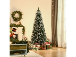 Árvore De Natal Artificial Nevada 180 Cm Com Bagas Vermelhas E Pinhas Brancas, 618 Ramos