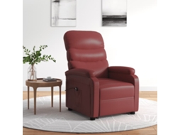Vidaxl Poltrona Elevatória Couro Artificial Vermelho Tinto