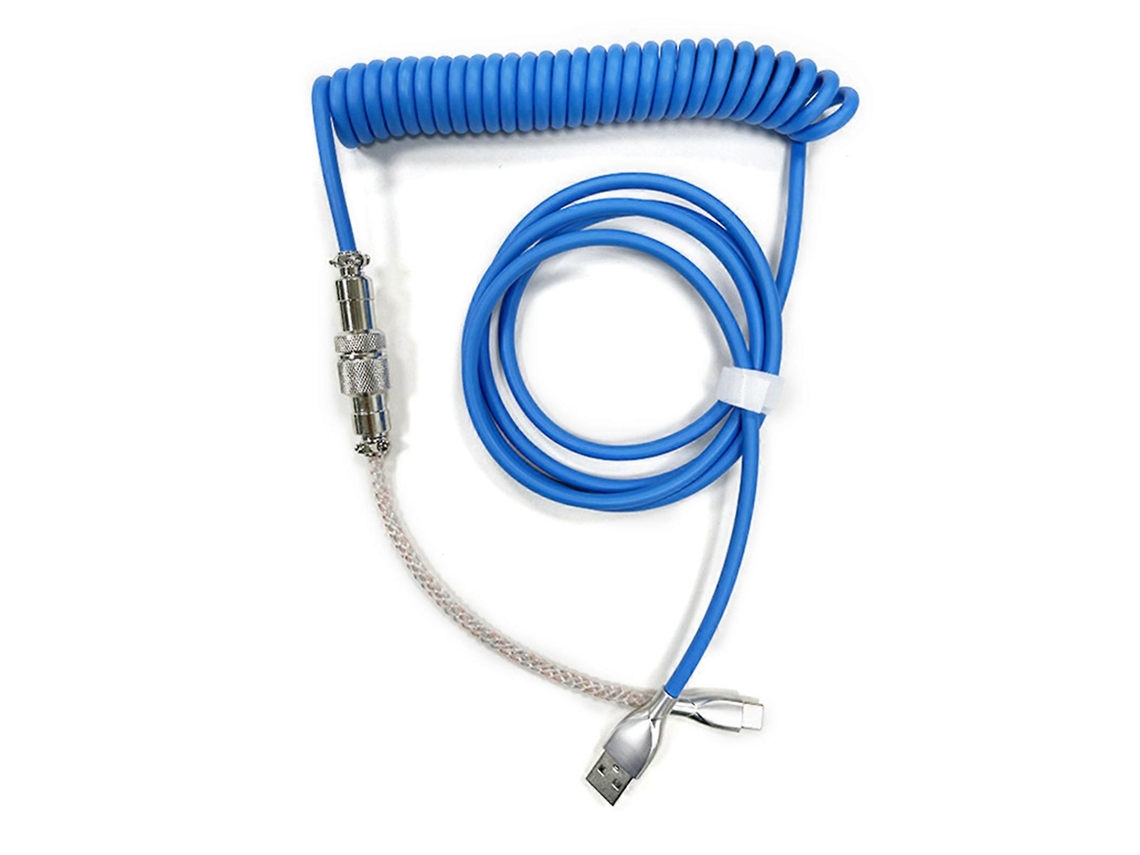 Cabo USB-C Trançado para teclado mecânico, cabo espiral USB Aviator de 152 cm para teclado mecânico gamer, azul (152 cm)