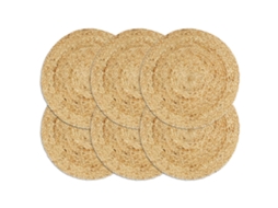 Vidaxl Individuais De Mesa 6 Pcs Em Juta Liso 38 Cm Redondo Natural