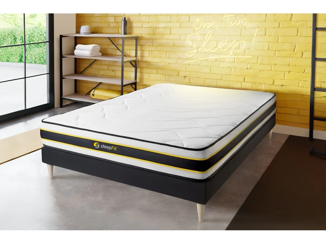 Colchão de Molas Ensacadas e Viscoelástico Flexy Altura Firmeza SLEEPFIT Espuma com memória Branco (180x200)