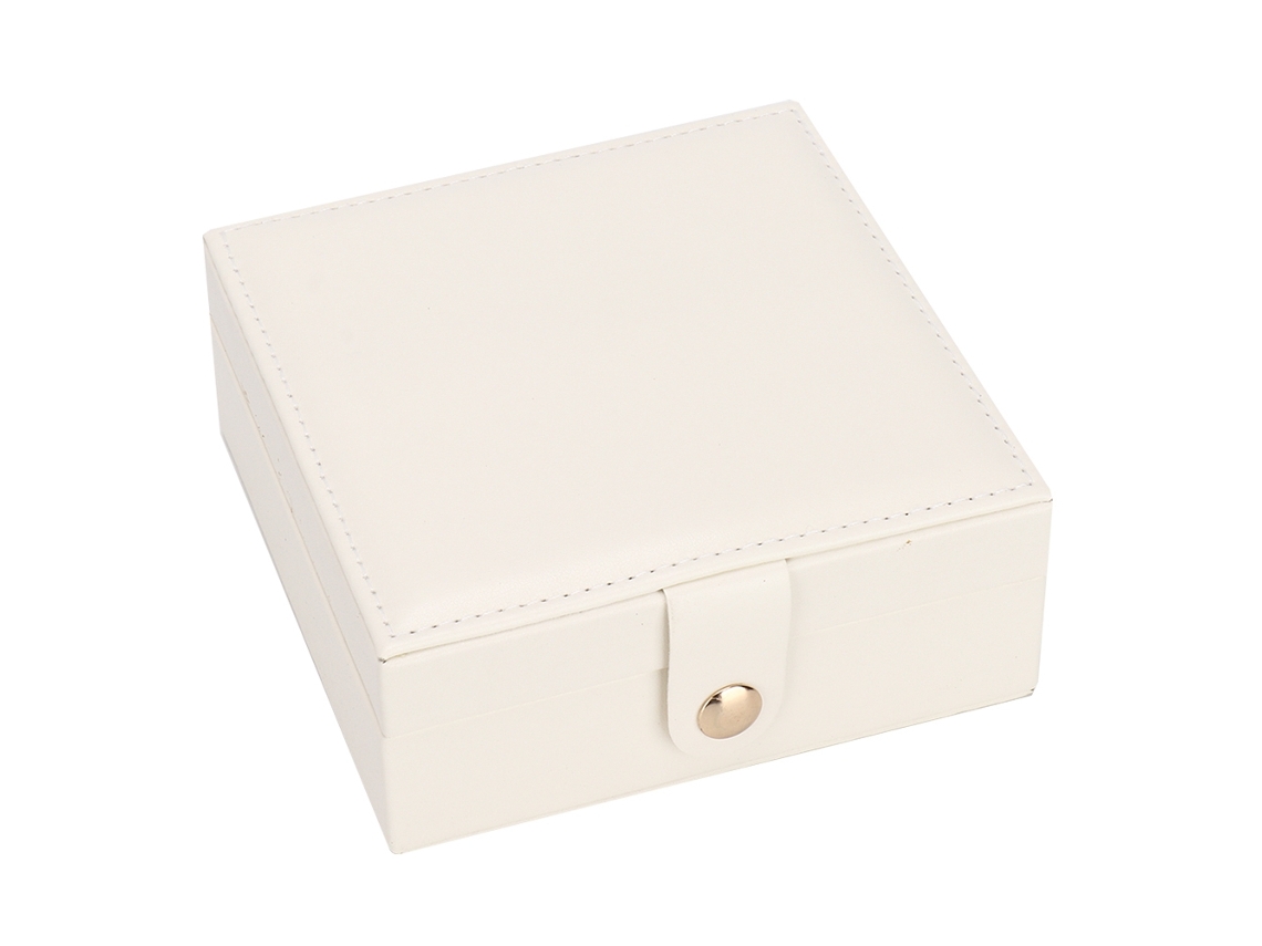 Caixa De Joias De Viagem Com Capa De Couro Sintético, Design Minimalista Para Organizar Anéis, Colares E Muito Mais (branca)