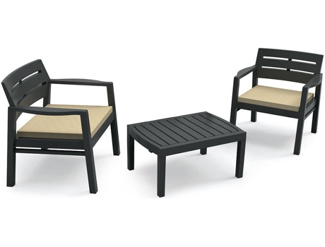 Conjunto de Jardim  Lommbok (Antracite e Bege - Polipropileno e Poliéster - 78x38,5x55 cm)