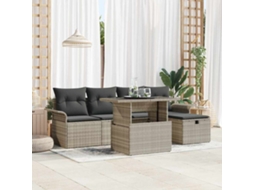 Vidaxl Conjunto De Sofá De Jardim 6 Unid. Cinzento-claro Vime Pe