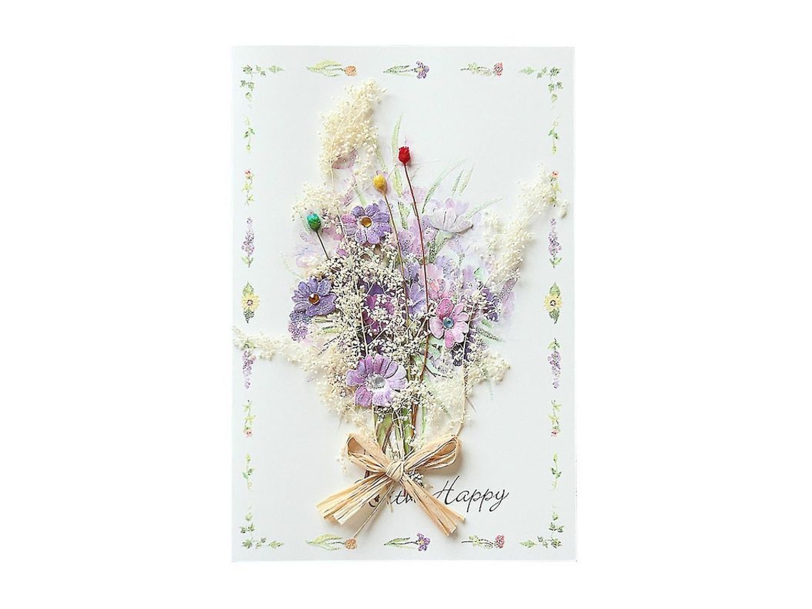 Fasst tarjeta de Saudação com Flor Seca Cravo para Dia Das Mães Aniversário Presente Feito À Mão