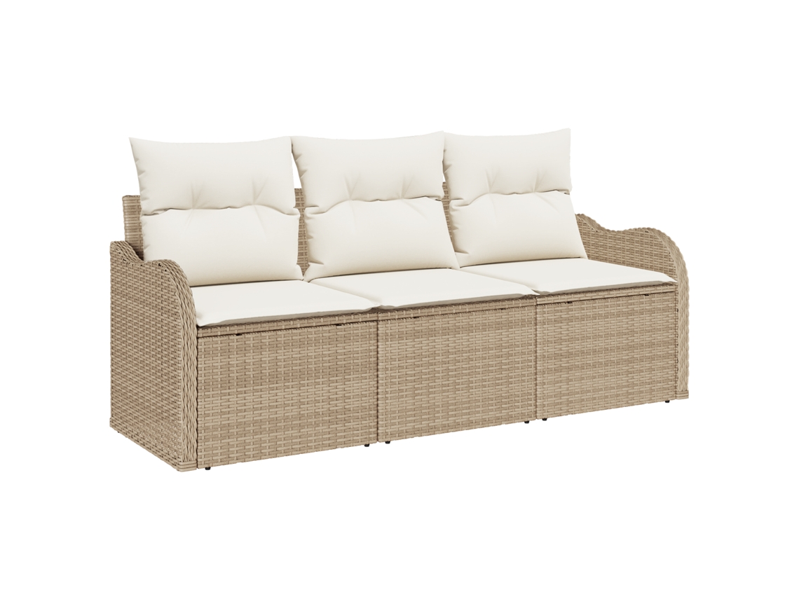 Conjunto 3 Móveis De Jardim Vidaxl Bege Vime Pe (176 X 62 X 85 Cm)