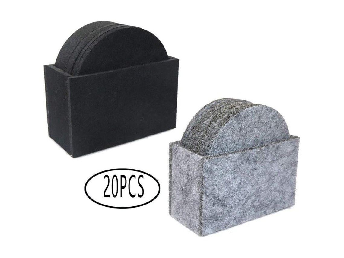 20 Unhas de Mesa de Feltro com Caixa Nova Line Cores Preto e Cinza