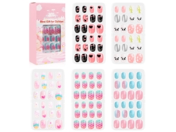 120pcs/set Uñas Falsas Bonitas De Cobertura Completa Para Niños Diy Arte De Uñas Regalo Para Niños
