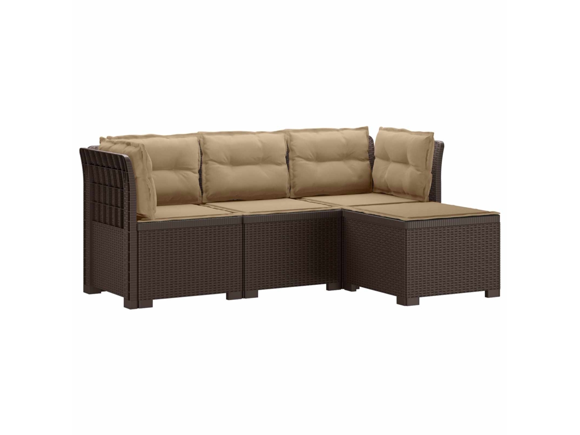 Vidaxl Sofá De Jardim Para 4 Pessoas Com Almofadas Estilo Rattan Pp