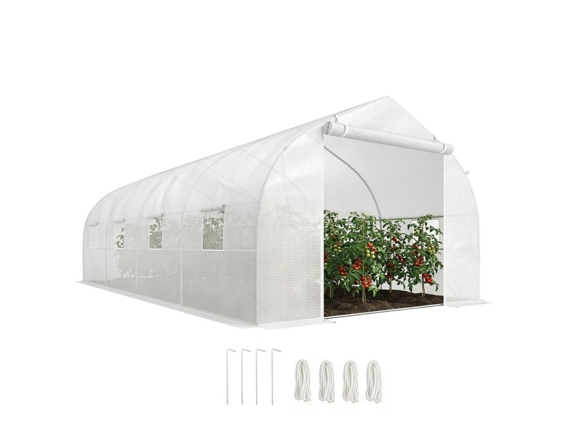 Jardim Ou Casa em Terraço Estufa para Cultivo de Plantas e Sementes 6x3x2 M Branco