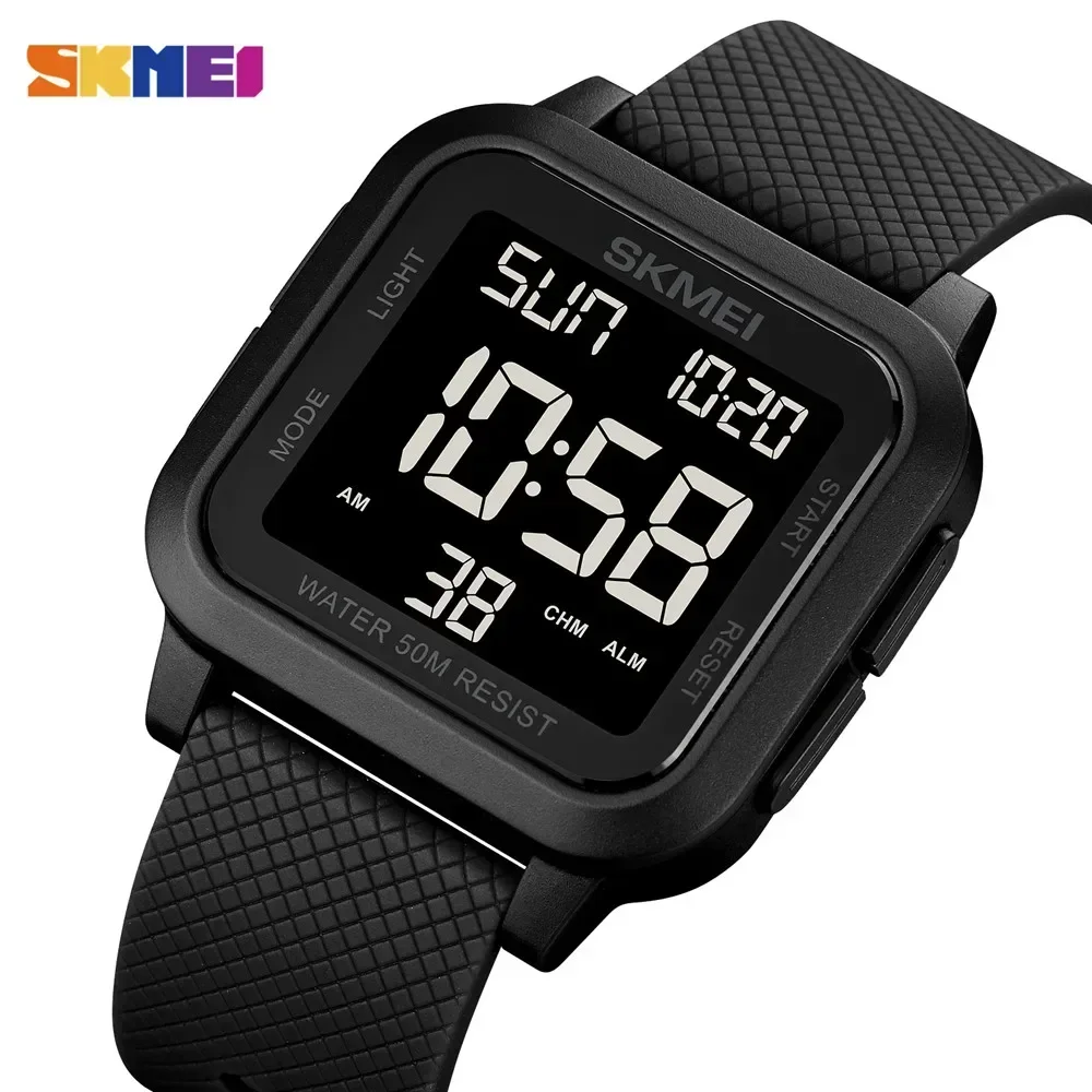 Relógio Esportivo com Funções de Alarme e Cronômetro, Visor Led. MDUG (preto)