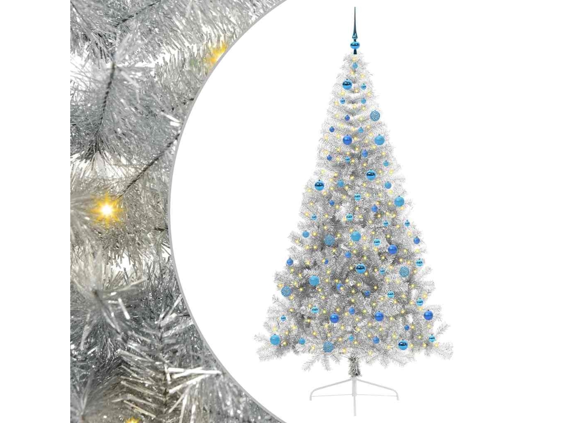 Conjunto 1 Decoração De Árvore De Natal Vidaxl Prateado Pvc (240 Cm)