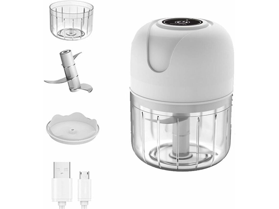 Mini Picador Elétrico de Álcool, Processador de Alimentos Semi-Fio 250 Ml Compatível com Legumes, Frutas, Carnes e Papinhas Slowmoose (branco)