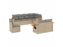 Conjunto de 8 Sofás para Jardim com Almofadões Vime Pe Bege MAISON EXCLUSIVE (8 pcs)
