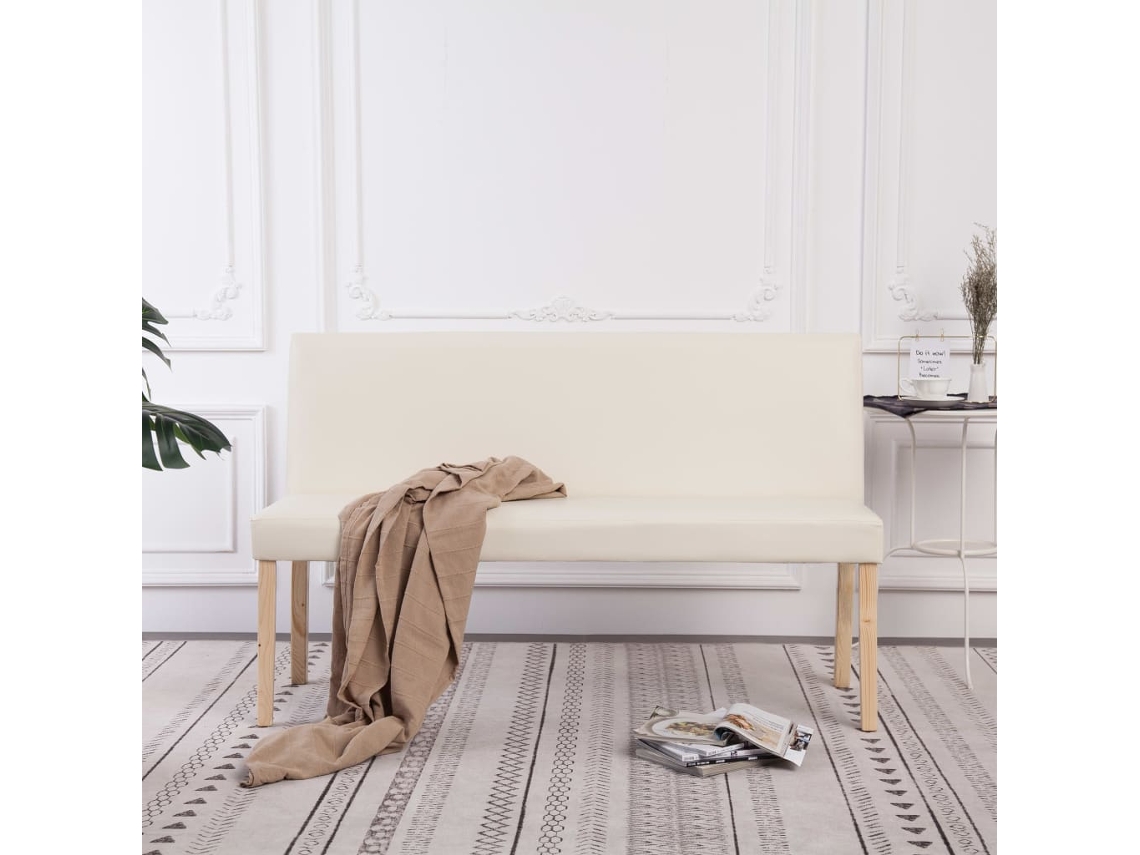 Vidaxl Banco 139,5 Cm Couro Artificial Cor Creme