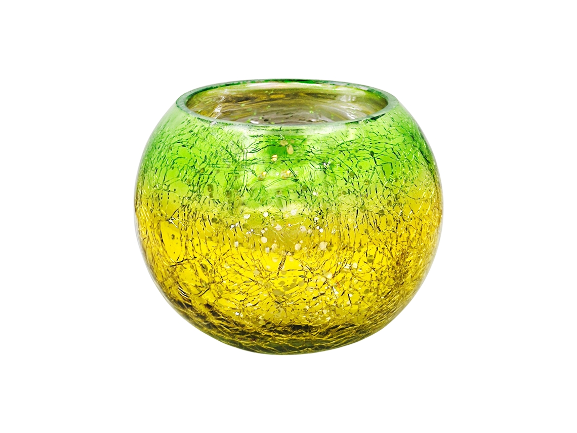 Vela de Vidro Efeito Degradê Verde Amarelo 6.5x8cm