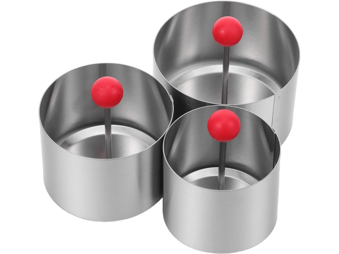 Conjunto Com 3 Formas Redondas De Aço Inoxidável Para Mousse