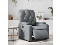 Vidaxl Poltrona Reclinável Elétrica Couro Artificial Cinzento