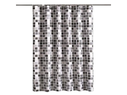 Cortina De Ducha 180x180 Cm Antimofo Mosaico De Poliéster Com Olhos E Borda Pesada