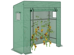 Estufa De Cm Jardim Montada Na Parede Com 1 Porta Enrolável, Lona Reforçada Pe, 2 Janelas, Escuro. 196l X 77w 197/178h
