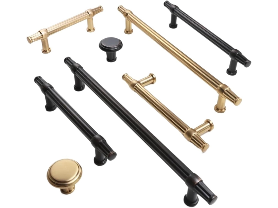 Puxador Sólido Para Armário, Guarda Roupa, Porta De Armário, Cozinha, Estilo Retrô, 1 Peça Preto E Marrom C128mm
